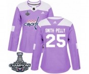 Women Adidas Washington Capitals #25 Devante Smith-Pelly Authentic Purple Fights Cancer Practice 2018 Stanley Cup Final Champions NHL Jersey