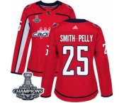 Women Adidas Washington Capitals #25 Devante Smith-Pelly Authentic Red Home 2018 Stanley Cup Final Champions NHL Jersey