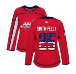 Women Adidas Washington Capitals #25 Devante Smith-Pelly Authentic Red USA Flag Fashion NHL Jersey