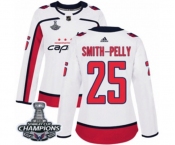 Women Adidas Washington Capitals #25 Devante Smith-Pelly Authentic White Away 2018 Stanley Cup Final Champions NHL Jersey