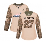 Women Adidas Washington Capitals #27 Alexander Alexeyev Authentic Camo Veterans Day Practice NHL Jersey