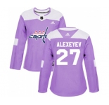 Women Adidas Washington Capitals #27 Alexander Alexeyev Authentic Purple Fights Cancer Practice NHL Jersey