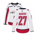 Women Adidas Washington Capitals #27 Alexander Alexeyev Authentic White Away NHL Jersey