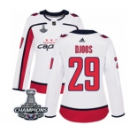 Women Adidas Washington Capitals #29 Christian Djoos Authentic White Away 2018 Stanley Cup Final Champions NHL Jersey