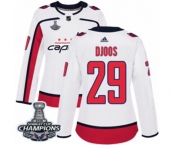 Women Adidas Washington Capitals #29 Christian Djoos Authentic White Away 2018 Stanley Cup Final Champions NHL Jersey