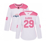 Women Adidas Washington Capitals #29 Christian Djoos Authentic White Pink Fashion NHL Jersey