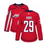 Women Adidas Washington Capitals #29 Christian Djoos Premier Red Home NHL Jersey