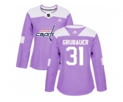 Women Adidas Washington Capitals #31 Philipp Grubauer Purple Authentic Fights Cancer Stitched NHL Jersey