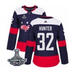 Women Adidas Washington Capitals #32 Dale Hunter Authentic Navy Blue 2018 Stadium Series 2018 Stanley Cup Final Champions NHL Jersey