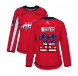 Women Adidas Washington Capitals #32 Dale Hunter Authentic Red USA Flag Fashion NHL Jersey