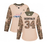 Women Adidas Washington Capitals #34 Jonas Siegenthaler Authentic Camo Veterans Day Practice NHL Jersey