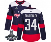 Women Adidas Washington Capitals #34 Jonas Siegenthaler Authentic Navy Blue 2018 Stadium Series 2018 Stanley Cup Final Champions NHL Jersey