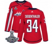 Women Adidas Washington Capitals #34 Jonas Siegenthaler Authentic Red Home 2018 Stanley Cup Final Champions NHL Jersey