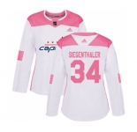 Women Adidas Washington Capitals #34 Jonas Siegenthaler Authentic White Pink Fashion NHL Jersey