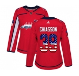 Women Adidas Washington Capitals #39 Alex Chiasson Authentic Red USA Flag Fashion NHL Jersey