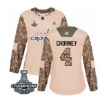 Women Adidas Washington Capitals #4 Taylor Chorney Authentic Camo Veterans Day Practice 2018 Stanley Cup Final Champions NHL Jersey