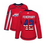 Women Adidas Washington Capitals #42 Martin Fehervary Authentic Red USA Flag Fashion NHL Jersey