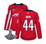 Women Adidas Washington Capitals #44 Brooks Orpik Authentic Red Home 2018 Stanley Cup Final Champions NHL Jersey