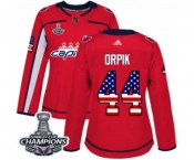 Women Adidas Washington Capitals #44 Brooks Orpik Authentic Red USA Flag Fashion 2018 Stanley Cup Final Champions NHL Jersey