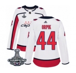 Women Adidas Washington Capitals #44 Brooks Orpik Authentic White Away 2018 Stanley Cup Final Champions NHL Jersey