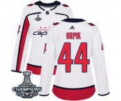 Women Adidas Washington Capitals #44 Brooks Orpik Authentic White Away 2018 Stanley Cup Final Champions NHL Jersey