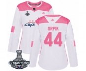 Women Adidas Washington Capitals #44 Brooks Orpik Authentic White Pink Fashion 2018 Stanley Cup Final Champions NHL Jersey
