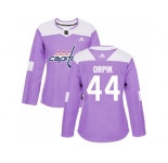 Women Adidas Washington Capitals #44 Brooks Orpik Purple Authentic Fights Cancer Stitched NHL Jersey