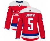 Women Adidas Washington Capitals #5 Rod Langway Authentic Red Alternate NHL Jersey