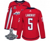 Women Adidas Washington Capitals #5 Rod Langway Authentic Red Home 2018 Stanley Cup Final Champions NHL Jersey