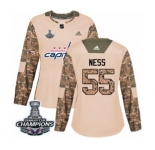 Women Adidas Washington Capitals #55 Aaron Ness Authentic Camo Veterans Day Practice 2018 Stanley Cup Final Champions NHL Jersey