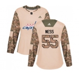 Women Adidas Washington Capitals #55 Aaron Ness Authentic Camo Veterans Day Practice NHL Jersey