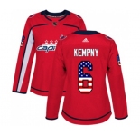 Women Adidas Washington Capitals #6 Michal Kempny Authentic Red USA Flag Fashion NHL Jersey