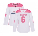 Women Adidas Washington Capitals #6 Michal Kempny Authentic White Pink Fashion NHL Jersey