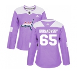 Women Adidas Washington Capitals #65 Andre Burakovsky Authentic Purple Fights Cancer Practice NHL Jersey
