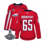 Women Adidas Washington Capitals #65 Andre Burakovsky Authentic Red Home 2018 Stanley Cup Final Champions NHL Jersey