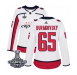 Women Adidas Washington Capitals #65 Andre Burakovsky Authentic White Away 2018 Stanley Cup Final Champions NHL Jersey