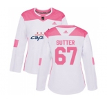 Women Adidas Washington Capitals #67 Riley Sutter Authentic White Pink Fashion NHL Jersey