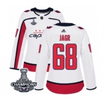 Women Adidas Washington Capitals #68 Jaromir Jagr Authentic White Away 2018 Stanley Cup Final Champions NHL Jersey