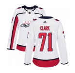 Women Adidas Washington Capitals #71 Kody Clark Authentic White Away NHL Jersey