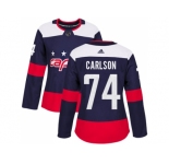 Women Adidas Washington Capitals #74 John Carlson Navy Authentic 2018 Stadium Stitched NHL Jersey