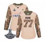 Women Adidas Washington Capitals #77 T.J. Oshie Authentic Camo Veterans Day Practice 2018 Stanley Cup Final Champions NHL Jersey