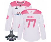 Women Adidas Washington Capitals #77 T.J. Oshie Authentic White Pink Fashion 2018 Stanley Cup Final Champions NHL Jersey