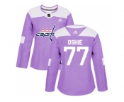 Women Adidas Washington Capitals #77 T.J. Oshie Purple Authentic Fights Cancer Stitched NHL Jersey