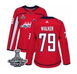 Women Adidas Washington Capitals #79 Nathan Walker Authentic Red Home 2018 Stanley Cup Final Champions NHL Jersey