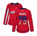 Women Adidas Washington Capitals #79 Nathan Walker Authentic Red USA Flag Fashion NHL Jersey