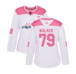 Women Adidas Washington Capitals #79 Nathan Walker Authentic White Pink Fashion NHL Jersey