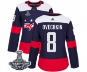 Women Adidas Washington Capitals #8 Alex Ovechkin Authentic Navy Blue 2018 Stadium Series 2018 Stanley Cup Final Champions NHL Jersey