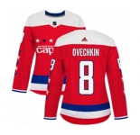 Women Adidas Washington Capitals #8 Alex Ovechkin Authentic Red Alternate NHL Jersey
