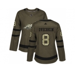 Women Adidas Washington Capitals #8 Alex Ovechkin Green Salute to Service Stitched NHL Jersey
