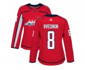 Women Adidas Washington Capitals #8 Alex Ovechkin Red Home Authentic Stitched NHL Jersey